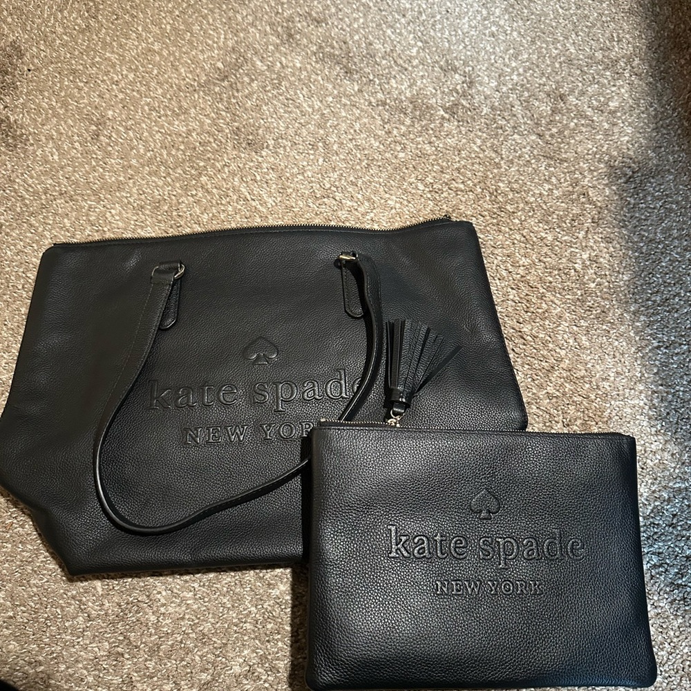Kate Spade Black Tote and Pouch Set